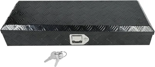 Vista 13 de Caja de herramientas de aluminio negro resistente de 16 x 7.5 x 10 pulgadas con cerraduras y llave de cierre con mango en T, caja de herramientas
