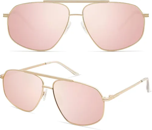 Vista 2 de SOJOS Gafas de sol clásicas estilo aviador hexagonales retro para mujeres y hombres, gafas de sol vintage de polígono SJ1200
