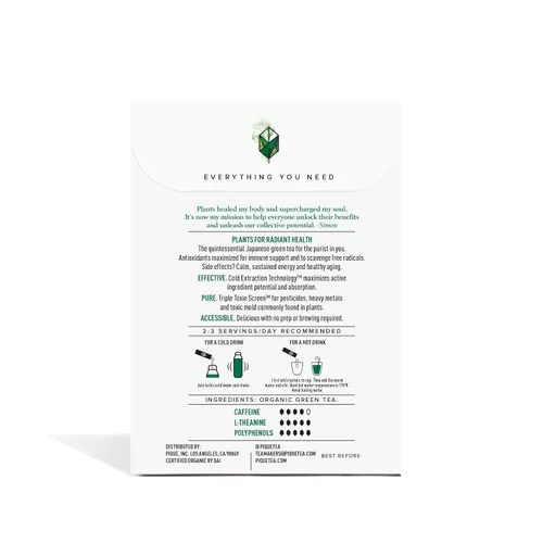 Vista 2 de Pique Cristales de té Sencha orgánico – Apoya la inmunidad y la energía – 14 palitos individuales (paquete de 1)