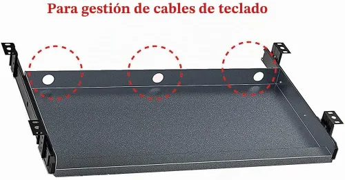 Vista 4 de Bandeja para teclado debajo del escritorio Bandeja de cajón de plataforma deslizante de metal resistente (gris)