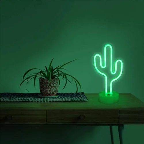 Vista 7 de Cartel de neón LED para interior, luz nocturna con base de soporte, funciona con batería/USB, luz decorativa de neón