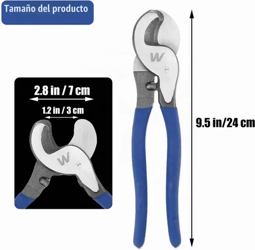 Vista 2 de Alicates de cable multifuncionales de 10.0 in, mango antideslizante, afilado, resistente al desgaste, cortadores de cable de acero de alto carbono