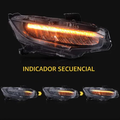 Vista 3 de VLAND Faros delanteros para Honda Civic de 10ª generación Sedan/Coupe/Hatchback/Type R 2016-2021
