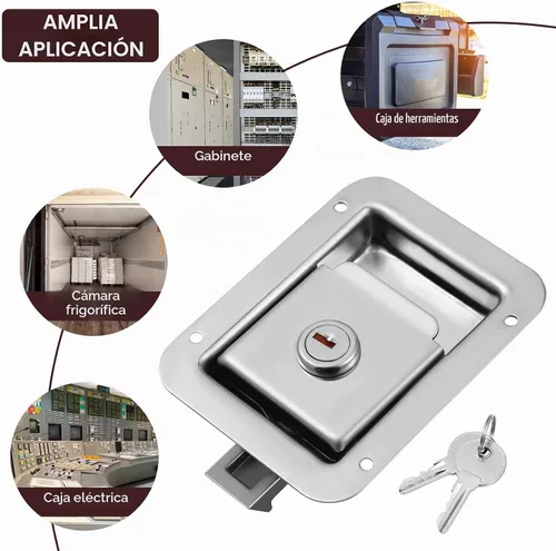 Vista 6 de WINOMO Cerradura de puerta de remolque RV de acero inoxidable, pestillo de paleta de bloqueo resistente con llave para caja de herramientas, RV