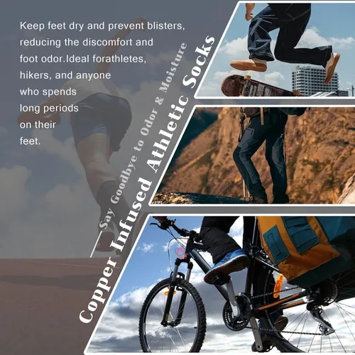 Vista 7 de Kodal Copper Ankle Athletic Running Socks Moisture Wicking Odor Control for Sweaty Feet