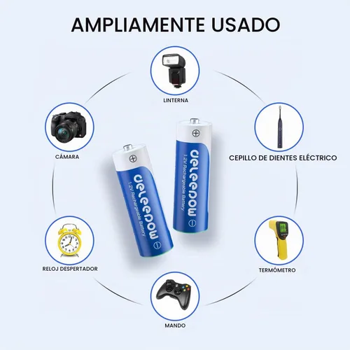 Vista 8 de Baterías recargables AA Nimh 3300mAh 1.2V tamaño AA recargable de alta capacidad 1200 ciclos, paquete de 8 (solo batería)
