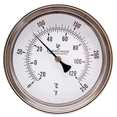Vista 2 de Termómetro bimetálico industrial, 3 in Cara x 2.59 in Vástago, 0-250°F