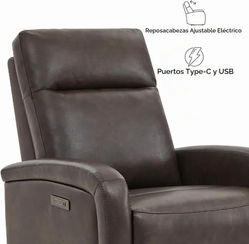 Vista 5 de Watson & Whitely Silla Reclinable, Sillón Sofá Reclinable de Pared Cero con Reposacabezas Eléctrico Cargador Tipo-C, Sillones Reclinables Pequeños
