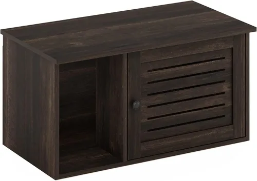 Vista 14 de Caja de arena Furinno Peli, Pequeña, Americano Entrada lateral, muebles ocultos, casa de madera para mascotas con puertas, fácil montaje