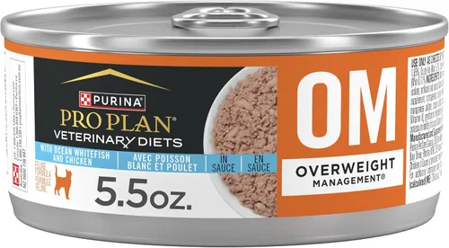 Vista 13 de Pro Plan Veterinary Diets Purina OM Overweight Management Savory Selects with Chicken Feline Formula Alimento húmedo para gatos (paquete de 24)