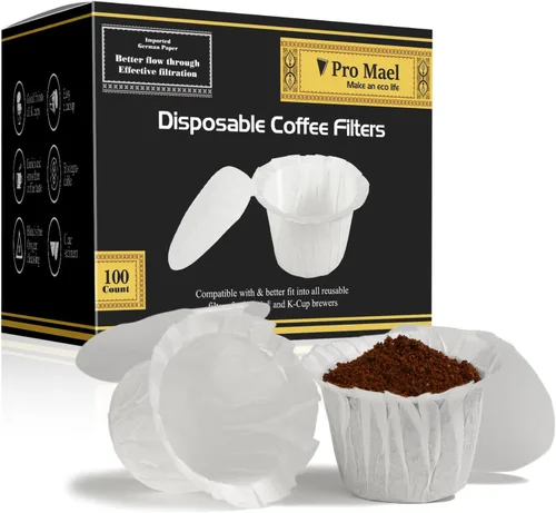 Vista 11 de Pro Mael Filtros desechables de taza K, papel de filtro de café para cafeteras Keurig de una sola porción 1.0 y 2.0, uso con cápsulas K Cup Natural