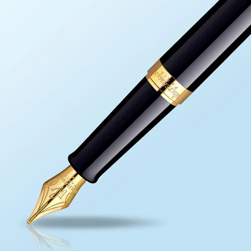 Vista 4 de Waterman - Pluma estilográfica negra con embellecedor dorado Hemisphere, Negro y Dorado