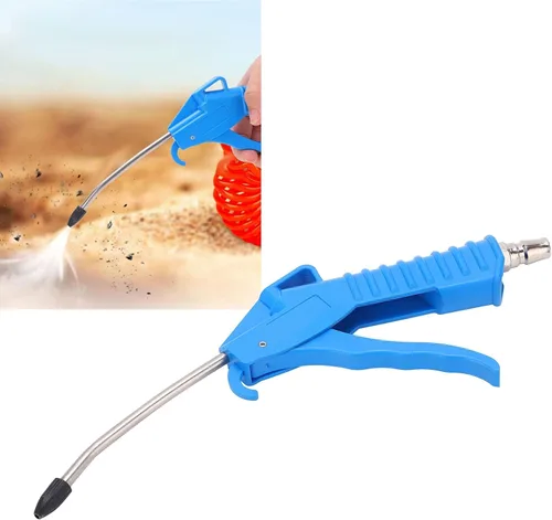 Vista 6 de Pistola de soplado de aire, Boquilla de aire doblada con protector de goma, Accesorios para compresores de aire neumáticos, Herramienta de limpieza