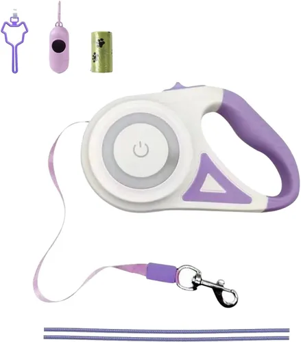 Vista 9 de Best Dog Supplies - Correa retráctil luminosa para perro con luz LED de seguridad frontal, correa de entrenamiento sin enredos de 360° para una