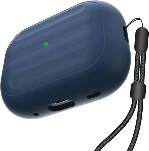 Vista 13 de Funda antipérdida para AirPods Pro (2ª generación), diseño de una pieza, carga inalámbrica, LED visible, cordón incluido (beige)