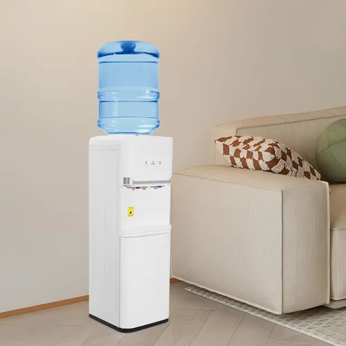 Vista 3 de Dispensador de enfriador de agua de carga superior para botellas de 5 galones, dispensador de enfriador de agua caliente y fría, dispensador de agua