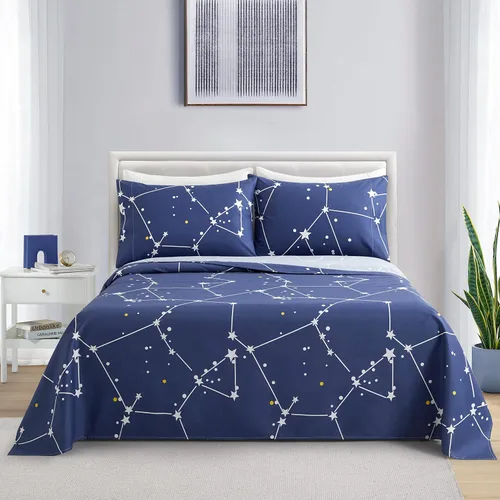 Vista 4 de Marina Decoration Ropa de cama ultra suave y sedosa con bolsillo profundo con estampado rico de rayón derivado de bambú para todas las estaciones
