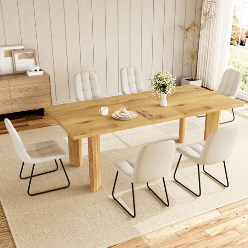 Vista 17 de HIPIHOM 63'' Dining Table for 4-6 People, Oak Table Spacious 63" Dining Table Seats 6 Comfortably, Made with Sturdy MDF in Warm Oak, Easy-Clean