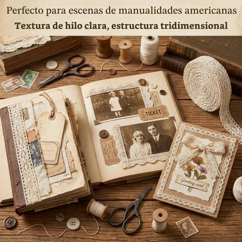 Vista 6 de IDONGCAI Cinta de encaje de ganchillo de algodón vintage de 20 yardas, cinta de encaje festoneada beige de 0.9 pulgadas de ancho para manualidades