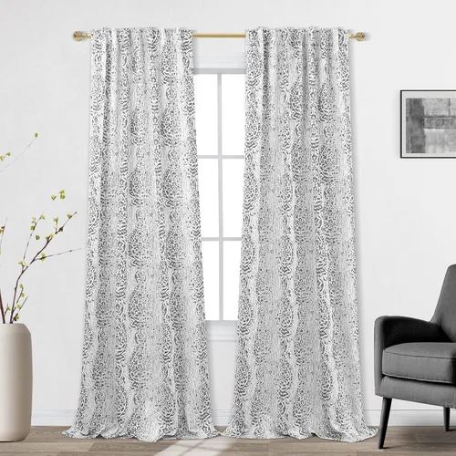 Vista 19 de Mrs.Naturall Cortinas Doradas de Lujo para Dormitorio, Cortinas con Patrón de Medallón Damasco para Cocina Baño Sala de Estar 63 Pulgadas de Largo