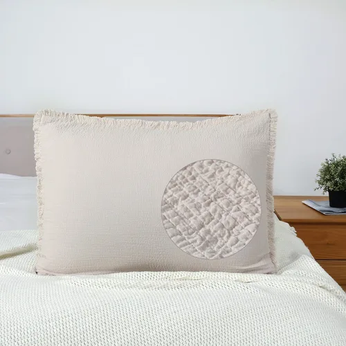 Vista 11 de YINFUNG Juego de 2 fundas de almohada europeas acolchadas de 26 x 26 pulgadas, de muselina de algodón, con flecos, bohemias, decorativas