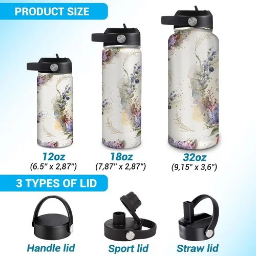Vista 5 de Hyturtle Botella de agua de acero inoxidable con animales personalizados 19032025 D2 (abeja)
