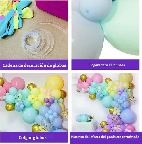 Vista 3 de Kit de Arco de Guirnalda de Globos Arcoíris de 219 Piezas Globos de Látex de Diferentes Tamaños Globos de Fiesta Pastel Surtidos Arco de Globos