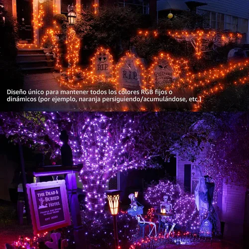 Vista 2 de Brizled Cadena de luces que cambian de color, 33 pies, 100 luces LED pasrel RGB - Cable transparente - USB