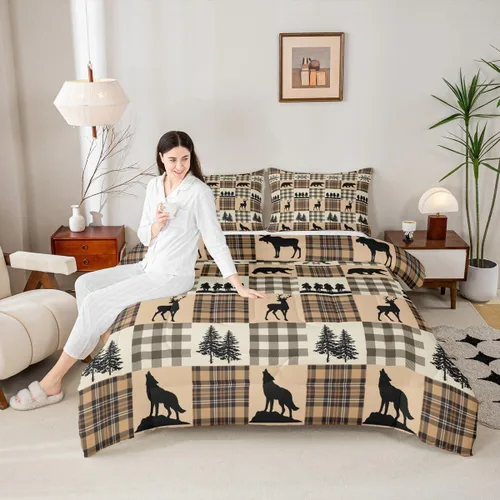 Vista 31 de Manfei Juego de edredón geométrico azteca, tamaño individual, juego de ropa de cama de cactus, vaquera occidental, decoración de habitación de niños
