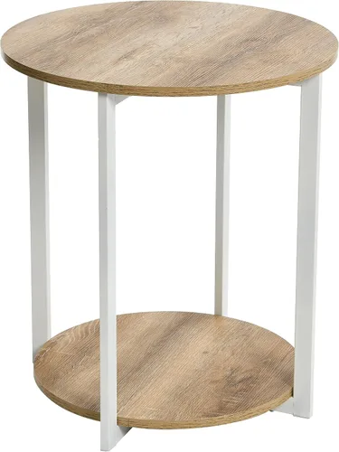 Vista 12 de Household Essentials Mesa auxiliar de madera con estante de almacenamiento Ashwood