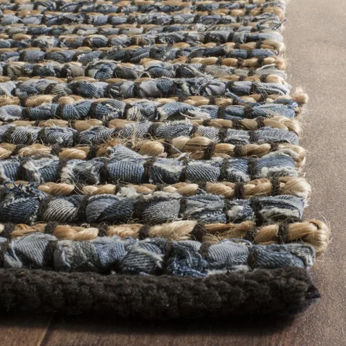 Vista 5 de SAFAVIEH Cape Cod Collection - Alfombra de área de 10 x 14 pies, azul, hecha a mano de algodón trenzado y yute, ideal para zonas de alto tráfico