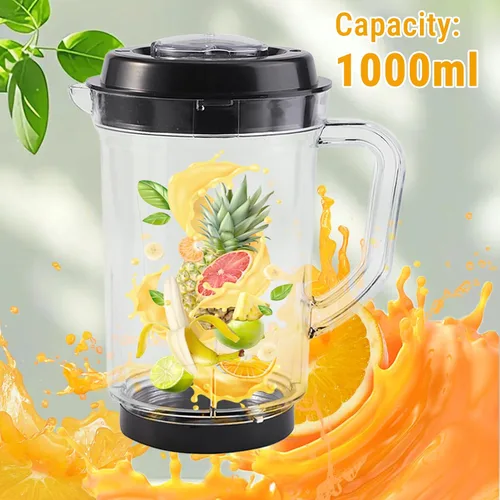 Vista 4 de Jarra de repuesto para licuadora, 33.8 fl oz de grado alimenticio de PC transparente, contenedor compatible con licuadora para modelos Magic Bullet