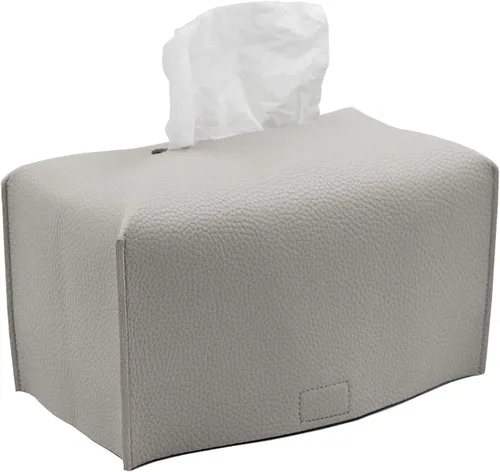 Vista 10 de Livelab Funda para caja de pañuelos, moderna y decorativa, de piel sintética, rectangular, organizador para encimera de tocador, mesitas de noche