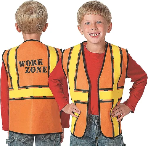 Vista 3 de Fun Express Chaleco de trabajador de construcción para niños, disfraz de Halloween y accesorios de juego activo
