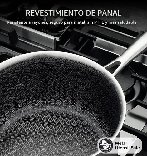 Vista 2 de KOCH SYSTEME CS Juego de cacerolas híbridas antiadherentes de acero inoxidable, 1QT y 2QT Juego de cacerolas de acero inoxidable triple capa