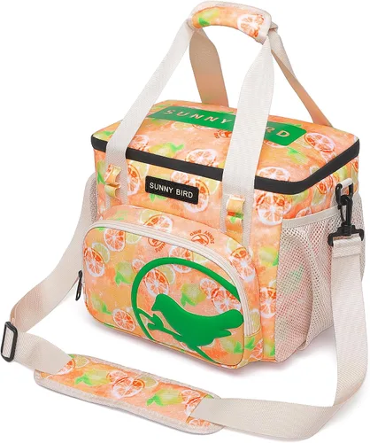 Vista 10 de SUNNY BIRD Lonchera térmica grande de 12 litros, a prueba de fugas y plegable, para mujeres adultas y hombres, se adapta a 18 latas (Negro 01)