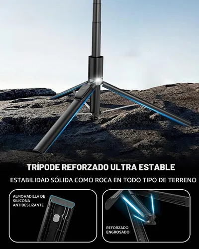 Vista 5 de Trípode automático para teléfono, 67 pulgadas de despliegue automático para selfie stick con control remoto, giratorio de 360°, extensible