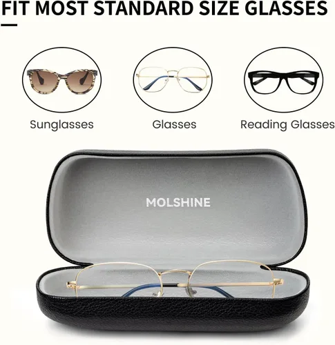Vista 4 de molshine Estuche rígido para lentes de sol, estuche clásico para lentes de sol, lentes con paño de limpieza