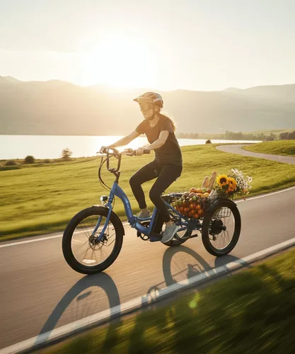 Vista 8 de ANCHEER Triciclo eléctrico para adultos, triciclo eléctrico plegable de pico de 600 W, bicicleta eléctrica de 24 pulgadas y 499 Wh para personas
