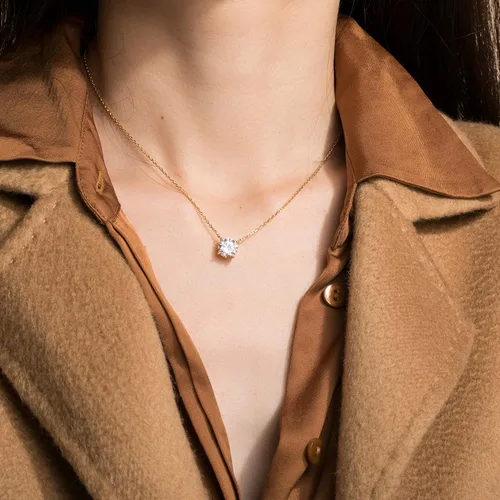 Vista 5 de S.Leaf - Collar con colgante de plata de ley con circonia cúbica y solitario, para mujer