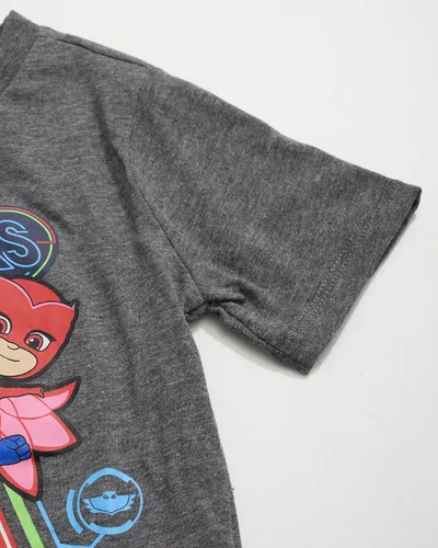 Vista 4 de PJ Masks Camiseta de manga corta con bolsillo para niños pequeños, Gris oscuro