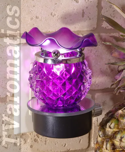 Vista 4 de TVaromatics Purple Pineapple Glass Plug-in Aroma Lamp Oil Warmer with Dimmer - PAL873257
