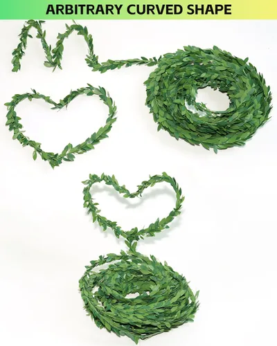 Vista 7 de LJY Guirnalda de hiedra artificial de 32.8 yardas, follaje de hojas verdes, vid falsa para bodas, fiestas, ceremonias, diademas de bricolaje