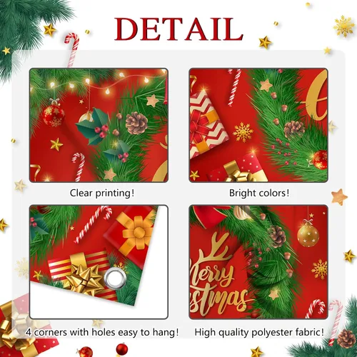 Vista 8 de Avezano Cartel de Feliz Navidad, telón de fondo rojo de Navidad para decoraciones de fiesta, invierno, Año Nuevo, Nochebuena, reuniones familiares