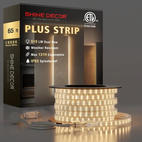 Vista 12 de Shine Decor Tira de luces LED Plus CA 120V, cuerda brillante de doble fila conectable, ETL IP65 impermeable y resistente a la intemperie para Blanco