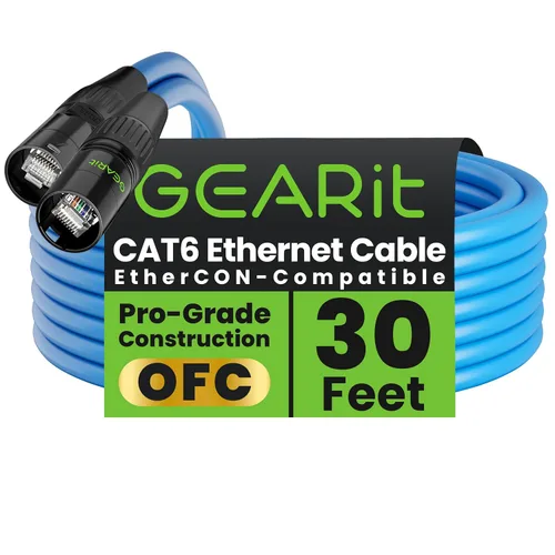 Vista 29 de GEARit Cable Ethercon CAT6 blindado (3 pies) de audio profesional e iluminación RJ45 EtherCON Cable compatible con EtherCON para estudio, escenario