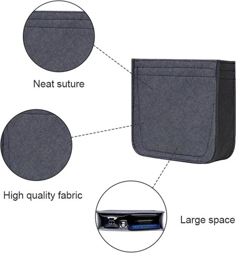 Vista 7 de Organizador de fieltro-para Hermes Evelyne III tpm pm gm bolsa inserto mini 16 29 33 bolsa organizador Y003 gris-L