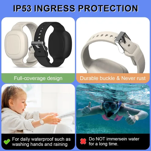 Vista 5 de [Paquete de 2] Funda de silicona para Tile Mate impermeable, pulsera para niños, compatible con Tile Mate (2022), pulsera ajustable oculta