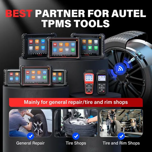 Vista 7 de Autel Juego de 4 sensores TPMS, sensor 1MX de 2 pulgadas 315 MHz + 433 MHz de frecuencia dual, sensor OEM de reemplazo 100% programable, funciona