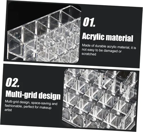 Vista 6 de Vaguelly Acrylic Lipstick Holder 26-Grid Makeup Organizer for Vanity Delicate Lipstick Rack Dustproof Design for Beauty Enthusiasts